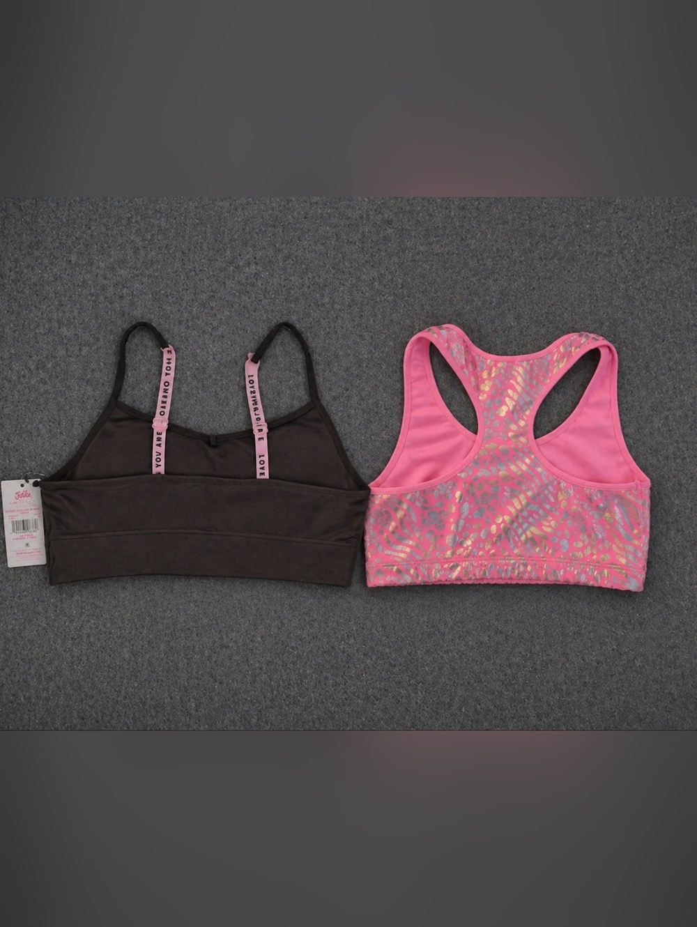 NWT Justice Girls Size 32 Sports Bra Bundle Pink & Black - Picture 2 of 4